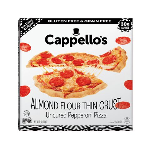 Cappello’s Almond Flour Thin Crust Uncured Pepperoni Pizza, front of pack